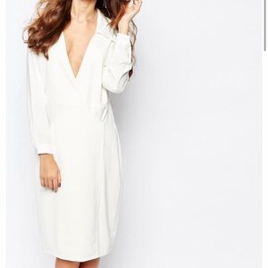 NWT ASOS NEON ROSE WHITE WRAP DRESS LONG SLEEVES